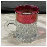 Indian glass Diamond Mug W/ Cranberry Top