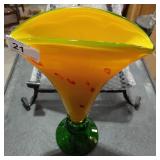 Yellow and green hand-blown glass