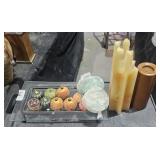 Glass & Metal Dish for Candles w/ Food Shaped