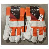 2 pairs large guard, double leather palm gloves