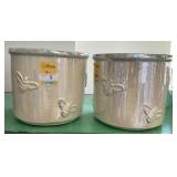 (2)  13ï¿½ cream ceramic bee planter