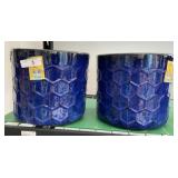 (2) 15ï¿½ cobalt ceramic honeycomb pots