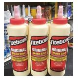 Three bottles of tite bond,  wood glue