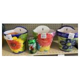 3 wall hanging ceramic pots - 3x$