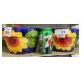 2 ceramic sunflower pots 2x$