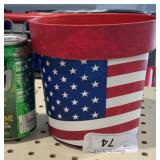 2 lots of 6  plastic American flag pots  2x$