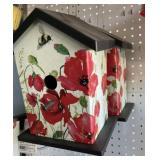 2 plastic poppy print bird houses