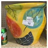 Ceramic leaf print pot
