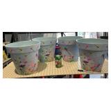 4 dragonfly plastic flowerpots