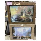 2 lots 1 Thomas Kinkade Matted copy of Prints