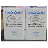 2 pre-moistened lens cleaning towellets