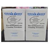 2 pre-moistened lens cleaning towellets