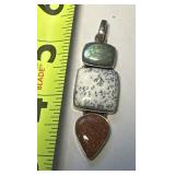 Sterling Pendant w/ 3 Stone  13.81 grams