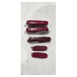 5 KNIVES-  4 ARE SWISS ARMY, 1 OFF BRAND