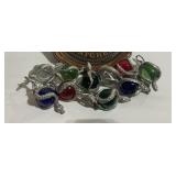 2 lots of 5 Dragon Claw Pendants w/ Colored