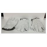 3 Pairs White Leather Gloves
