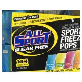 Case All Sport Sugar Free Freezer Pops 144 3oz
