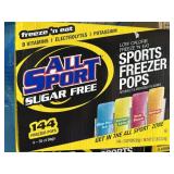 Case All Sport Sugar Free Freezer Pops 144 3oz