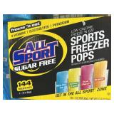 Case All Sport Sugar Free Freezer Pops 144 3oz