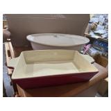 Large White Casserole, Oval Pan and Red Rectangle