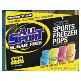 Case All Sport Sugar Free Freezer Pops 144 3oz