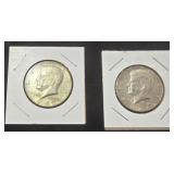 2 -40% Silver Kennedy Half Dollars  1968D & 1967P