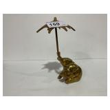 Brass Elephant Holding an Umbrella 7 3/4" Tall