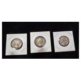 3 Silver Washington Quarters - 1942S, 1961P, 1963O