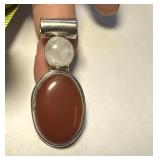 Sterling Pendant w/ Carnialian /Moon Stone