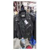 LEATHER M/C JACKET SZ 52, BLACK Lined