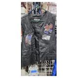 LEATHER VEST SZ 46, BLACK LEATHER "BIKER CLUB