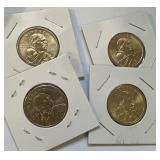 4  $1 coins Sacagawea 2000 P w/ Flying Eagle