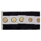 5  $1 dollar coins- 3 Sacagawea 2000 P & 2- 2000D