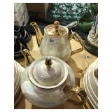 Pearlized Tea Pot, Coffee Pot, Cream & Sugar