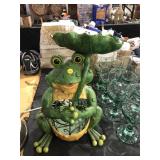 Small Candle Holder Frog w/ Lilly Leaf