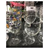 Mixed Glass Lots - Painted Wine Glasses, & 4 Other