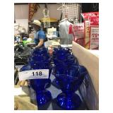 8 Blue Ice Cream Sundae Glasses