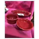 3 pc Fiesta Ware Maroon Dishes