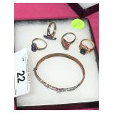 3 Sterling Rings w/ Stones & Fashion Bracelet