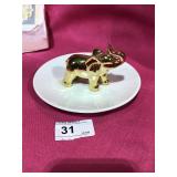 Tidbit Plate w/ Gold Toned Elephant