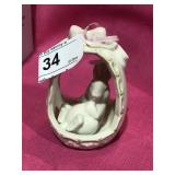 Ceramic Bunny Ornament in Open Egg