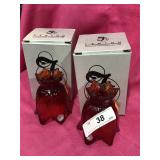 2 Fenton Red Candle Holders w/ Box
