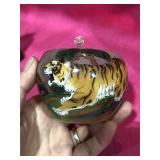 Glass Apple w/ Tiger Painting