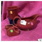 3 pc Fiesta Ware Maroon Dishes
