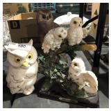 4 Owl Figurines