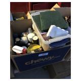 Box of garage miscellaneous fluids