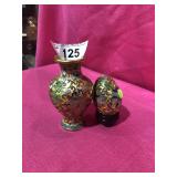 Cloisonne Egg on Stand & Vase
