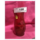 West Virginia Glass Red Etched Vase