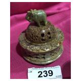 Carved Stone Box w/ Elephant on Top