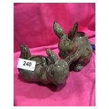 2 Ceramic Bunnies w/ Tea Light Holders
